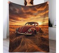 TBDUEPS Vintage Beetle Sunset Giant Blanket Customised Photo Personalised Blankets And Throws for Bed Queen Size for Living Room Bedroom Kids 50x60inch(127x152cm)