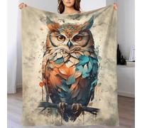 TBDUEPS Watercolor Owl Bed Blanket Double Microfiber Single Blanket for Chair Men 60x80inch(150x200cm)