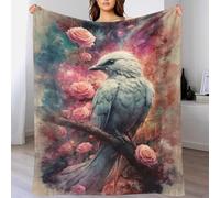 TBDUEPS White Bird And Roses Blanket for Bed Double Warm & Extra Soft Daughter Blanket from Mum for Settee Kid 40x50inch(100x130cm)