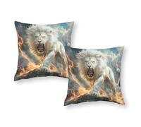 TBDUEPS White Lion Roar Power Unleashed Large Pillow Cases Decorative Modern Spring Pillowcase Cushion Covers 20"x20"