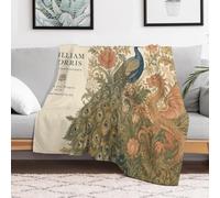 TBDUEPS William Morris Coral Flannel Throw Blanket 40"x50" for Bedroom Sofa | Soft home throw for the living room; easy to layer with home textiles.