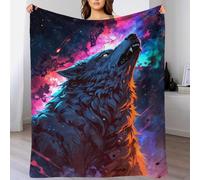 TBDUEPS Wolf Howling at The Stars Microfiber Soft Comfortable Flannel Blanket For Adults Home Decoration Living Room Bedroom 40x50inch(100x130cm)