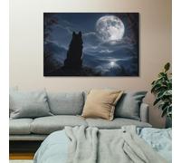 TBDUEPS Wolf Looking to The Moon Canvas Wall Picture for Living Room Decor | A practical canvas wall art choice for wall decoration; it helps complete the room alongside existing decor