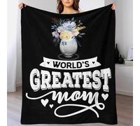 TBDUEPS Worlds Greatest Mom Blankets for Beds Super Soft & Warm Single Blanket for Bed Gifty Personalised 50x60inch(127x152cm)
