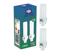 TBE LIGHTING 10w G24D-1 2-Pin CFL Lamp - Pack of 2 Units - Cool White 4000K, 600 Lumen/Double Turn CFL Compact Fluorescent Light