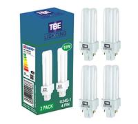 TBE LIGHTING 10w G24Q-1 4-Pin CFL Lamp - Pack of 4 Units - Cool White 4000K, 600 Lumen/Double Turn CFL Compact Fluorescent Light
