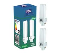 TBE LIGHTING 18w G24Q-2 4-Pin CFL Lamp - Pack of 2 Units - Cool White 4000K, 1250 Lumen/Double Turn CFL Compact Fluorescent Light