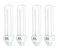 TBE LIGHTING 18w G24Q-2 4-Pin CFL Lamp - Pack of 4 Units - Cool White 4000K, 1250 Lumen/Double Turn CFL Compact Fluorescent Light