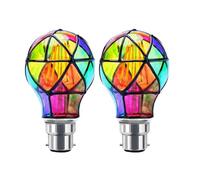 TBE LIGHTING - 6W Decorative Art LED A60 Bulbs - B22 Standard Bayonet Base, Painted Vintage Style, Warm White Ambient Lighting for Home, Café, Bar & Decorative Fixtures, 2-Pack