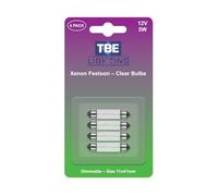 TBE LIGHTING Replacement 239 C5W Festoon Bulbs - Xenon Lights for License Plates & Car Interior Lighting. Clear Glass Finish -12v / 5w / Dimmable S8.5D Energy efficient Bulb Pack of 4