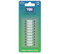 TBE LIGHTING Replacement Festoon Bulbs, PACK OF 10 Xenon lights 242 C5W Bulb for Lorry Number Plates and Interior Truck Lights. Clear glass finish, Warm White colour- 24v / 5w / Dimmable 11mm x 41mm
