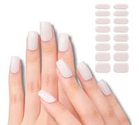 TBeautfave 16Pcs Semi Cured Gel Nail Strips, Self Adhesive Gel Nail Stickers White Nail Wraps Gel Nail Strips, Full Wraps Nail Art Stickers with Nail File & Stick-UV/LED Lamp Required