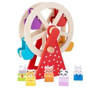 TBEONE Carnival Wooden Toys Ferris Wheel Toys with Animal Characters Pre-Assembled with Sturdy Wood Construction