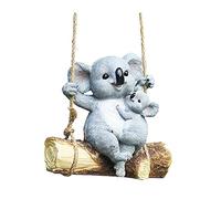 TBEONE Swinging Koala Bear Resin Garden Ornament,Outdoor Yard Hanging Ornament Waterproof Simulation Swing Art Figurines Patio Lawn for Friends and Family