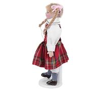 Tbest 1:12 Miniature Ceramic Doll with Braid Red Dress for Dollhouse - Safe & Self-Standing Toy for Kids & Collectors (Girl with long braids and red skirt)