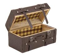 Tbest 1:12 Miniature Suitcase Dollhouse Accessory Classical Retro Cloth Wood Tiny Luggage with Buckles Handle for Dolls Display