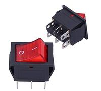 Tbest 10Pcs KCD4 Rocker Switch On/Off Red with Light 6-Pin 2-Level 15A/ Power Supply Switch - ABS+Iron Construction, & Heat for Home & Industrial Appliances