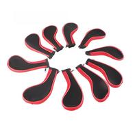 Tbest 10pcs Neoprene Club Iron Head Covers with Zipper & Markings for Easy Identification - Protector Set for Driver, Putter & Irons (Red)