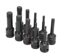 Tbest 10Pcs Socket Set /2in Drive Screwdriver Bit CRMO Impact M5M18 Tool 78mm Length W/Storage Box ToolAuto Repair Tool and High?Quality Designed with Increase to Hardness. and