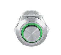 Tbest 12mm LED Push Button Switch Illuminated Momentary Push Switch LED Power Button 4 Pin 1NO High Flush IP65 Metal Brass Plated for Outdoor Use (green)