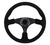 Tbest 14in/350mm Black Suede Racing Steering Wheel with 6-Bolt Design and Horn Button