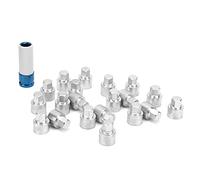 Tbest 21pcs Thief Wheel Lug Nut Key Stud Remover Tool with Toolbox 20 Locking Keys 17mm Socket IngVehicle Accessory Locking the Keys to Nuts Wheel Meet the Needs. Twenty Strict CR?MO