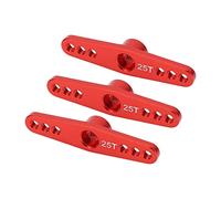 Tbest 25T Aluminum Alloy RC Servo Arm Horn 3Pcs Type for 1/10 Remote Control Car Upgrade CNC Machined Anodized Replacement Parts (Red)