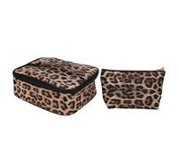 Tbest 2pcs Leopard Print Makeup Bag Multifunction Large Capacity Leopard Cosmetic Bag Makeup BagMakeup Print Scratch Tear to This Cloth Keep Tidy