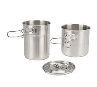 Tbest 2pcs Stainless Steel Cooking Cup Foldable Camping Cook Pot with Vent Design 304 Food-Grade for Outdoor Hiking Backpacking Coffee Brewing