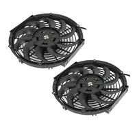 Tbest 2PCS UNIVERSAL RADIATOR COOLING FAN 12IN ELECTRIC 80W WITH 10PC BLADES FOR VEHICLE ENGINE SYSTEM BLACK PLASTIC 298X148X65MM
