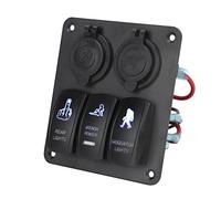 Tbest 3 Gang Rocker Panel 12V?24V USB Cigarette Socket ON Off for Truck RV Yacht PanelON Off Panel Gangs with Rocker Socket Cigarette for USB of 3 Headlights RVs needs. and LED