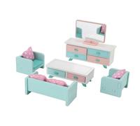 Tbest 35 Pieces Children Miniature Dollhouse Furniture, Premium Beech Wood Dollhouse Toy, Role Playing, Educational Toy with Detailed Design, Intellectual Growth