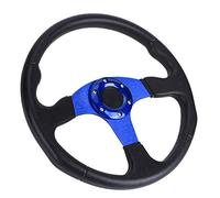 Tbest 350mm/14in Universal Fit Racing Car Steering Wheel, Aluminum Alloy + PU Leather, Blue, Passenger Car Compatible