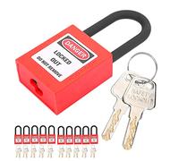 Tbest 38mm Lockout Lock Padlock 10 Sets Industrial Nylon Insulation Security Tool for Electrical Hydraulic Pneumatic Loto Tagout Applications (Red)