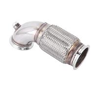 Tbest 3in Steel V Band Downpipe 90 Degree Low with Flex Bellow O2 Bungs Plug High Performance Durable Stainless Exhaust Pipe for Industry Standard Outlet Flange