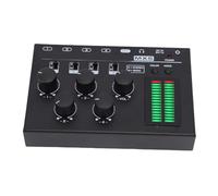 Tbest 4 Channel Sound Mixer, Compact Mixer with LED Level Display, USB Powered 3.5mm 6.35mm Input Output for Music Studio DJ Home Recording
