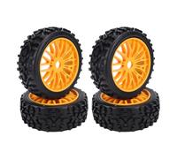 Tbest 4pcs Rc Tires, Excellent Grip Rubber Upgarde 1/8 Wheels For Serpent Srx8 Rc Off Road Car Tires (Orange)