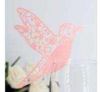 Tbest 50pcs Luxury Little Bird Wedding Wedding Name Cards for Wine Glass, Elegant Cup Decoration for The Party and The - Available in White, Red, Purple, Pink Celebration, (Roseate)