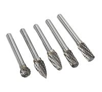 Tbest 5pcs 6x10mm Double Cut Tungsten Carbide Burr File Set High Hardness Wear Resistant Tools for Machinery Aviation Automobile Ship Craft Carving (ACDFG)