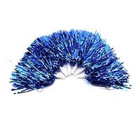 Tbest 6/12pcs Cheerer Pom Poms Flower Hanging Cheering Poms Metallic Foil Pom Poms Squad Cheer Sports Party Dance Useful Accessories(Blue 6)