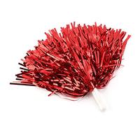 Tbest 6/12pcs Cheerer Pom Poms Flower Hanging Cheering Poms Metallic Foil Pom Poms Squad Cheer Sports Party Dance Useful Accessories(Red 12)