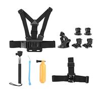 Tbest 6 in Universal Action Camera Accessories Kit for 7 5 6 Sports Cameras with Selfie Stick Suction Cup Chest Strap Mount for Cycling Skiing Hiking