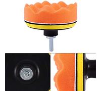 Tbest 6Pcs 4 Inch High Gross Polisher Buffer Pad Set with M10 Drill Adapter Car Polishing Waxing Buffing Pads for Auto Detailing and Furniture Foam Woolen Orange White