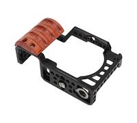Tbest Aluminum Alloy Camera Cage Wooden Handle Protective Frame Cold Shoe Interface Compatible with A6400 A6300 A6100 A6000 Lightweight Durable CNC Machined