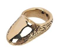 Tbest Archery Thumb Ring, Brass Finger Protector with Anti Lost Rope Design and Auspicious Cloud Engraving Pattern, Comfortable Copper Material for Bow Hunting Accessory (19#)