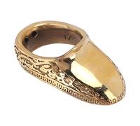 Tbest Archery Thumb Ring, Brass Finger Protector with Anti Lost Rope Design and Auspicious Cloud Engraving Pattern, Comfortable Copper Material for Bow Hunting Accessory (17#)