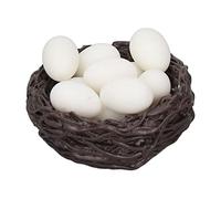Tbest Artificial Eggs and Simulation 1:12 Scale Dollhouse Accessories Bird with Eggs for Miniature Displays (#1)