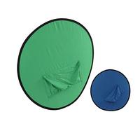 Tbest Blue Green 2 in 1 Chromakey Background Screen Collapsible Portable Backdrop for Photography Live Streaming Studio Online Teaching Double Sided Flocked Fabric 110cm Round