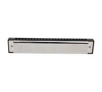 Tbest C Key 24-Hole Harmonica Professional Tuned Mouth Organ with Double-Row Blowing Holes for Beginners Adults Students Rich Layered Sound (Silver)