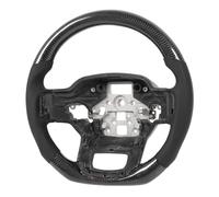 Tbest Carbon Fiber Steering Wheel Nappa Perforated Leather Black Stitching Glossy Steering Wheel Compatible with Raptor 2022+ (D Shape A Type)
